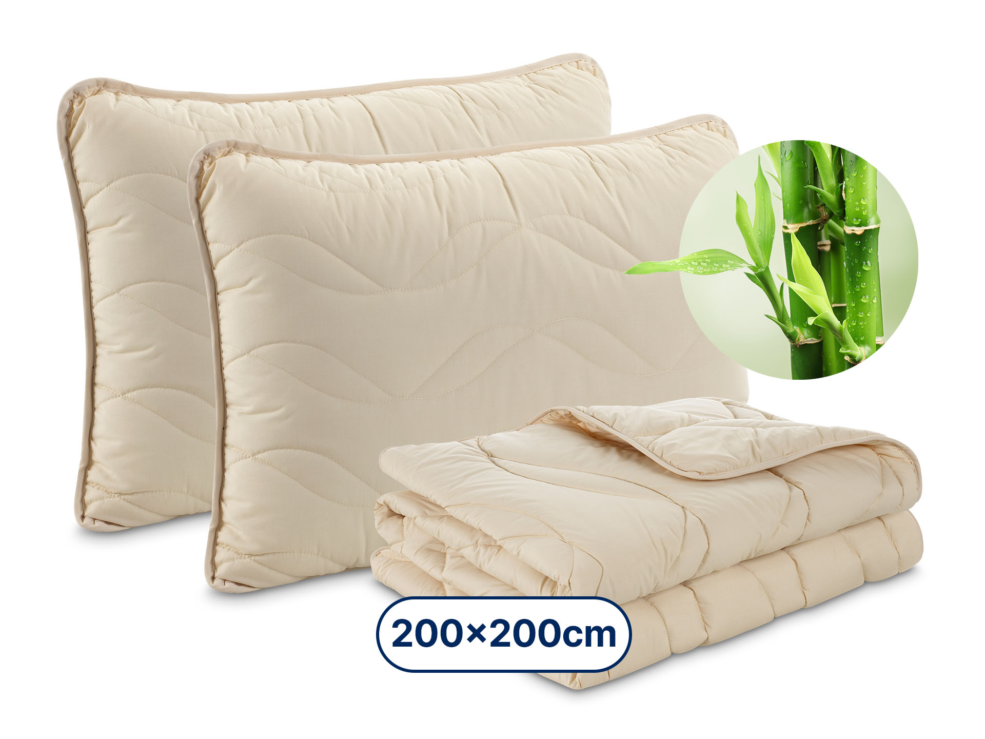 Dormeo Bamboo klasický polštář (2x 50x70 cm) + Dormeo Bamboo přikrývka (200x200 cm)